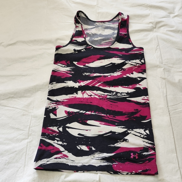 Under Armour Size Large Women's Pink and Black Abstract Tank Top - Picture 2 of 6